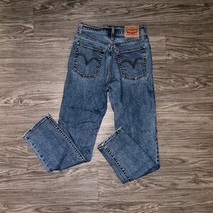 Levis Wedgie Straight Ankle Jeans Womens W26 L25 Blue High Rise